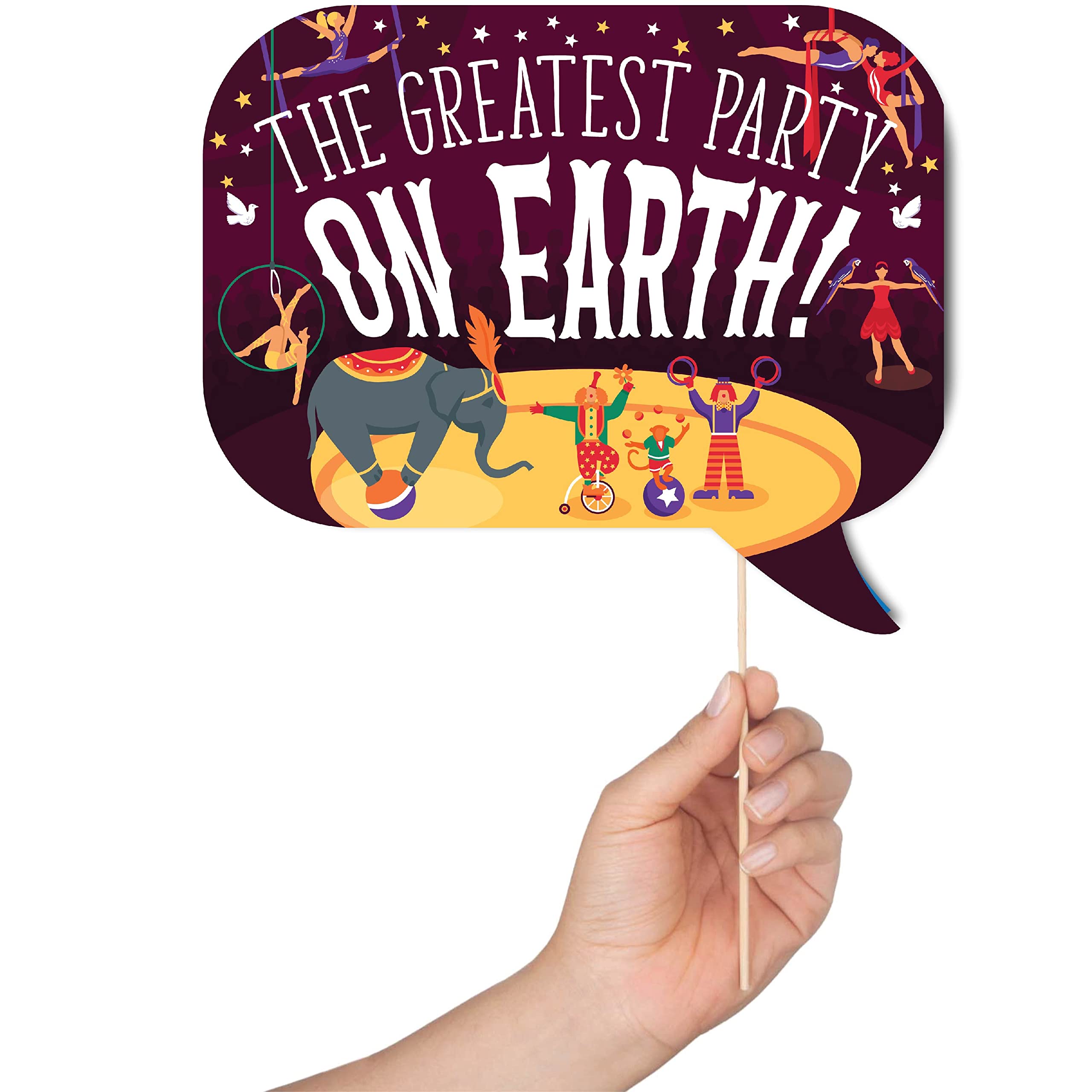 Carnival Photo Booth Props - 41-Pc Photobooth Kit With 8 X 10-Inch Sign, 60 Adhesive Pads, 45 Sticks - Circus Theme Party Decora